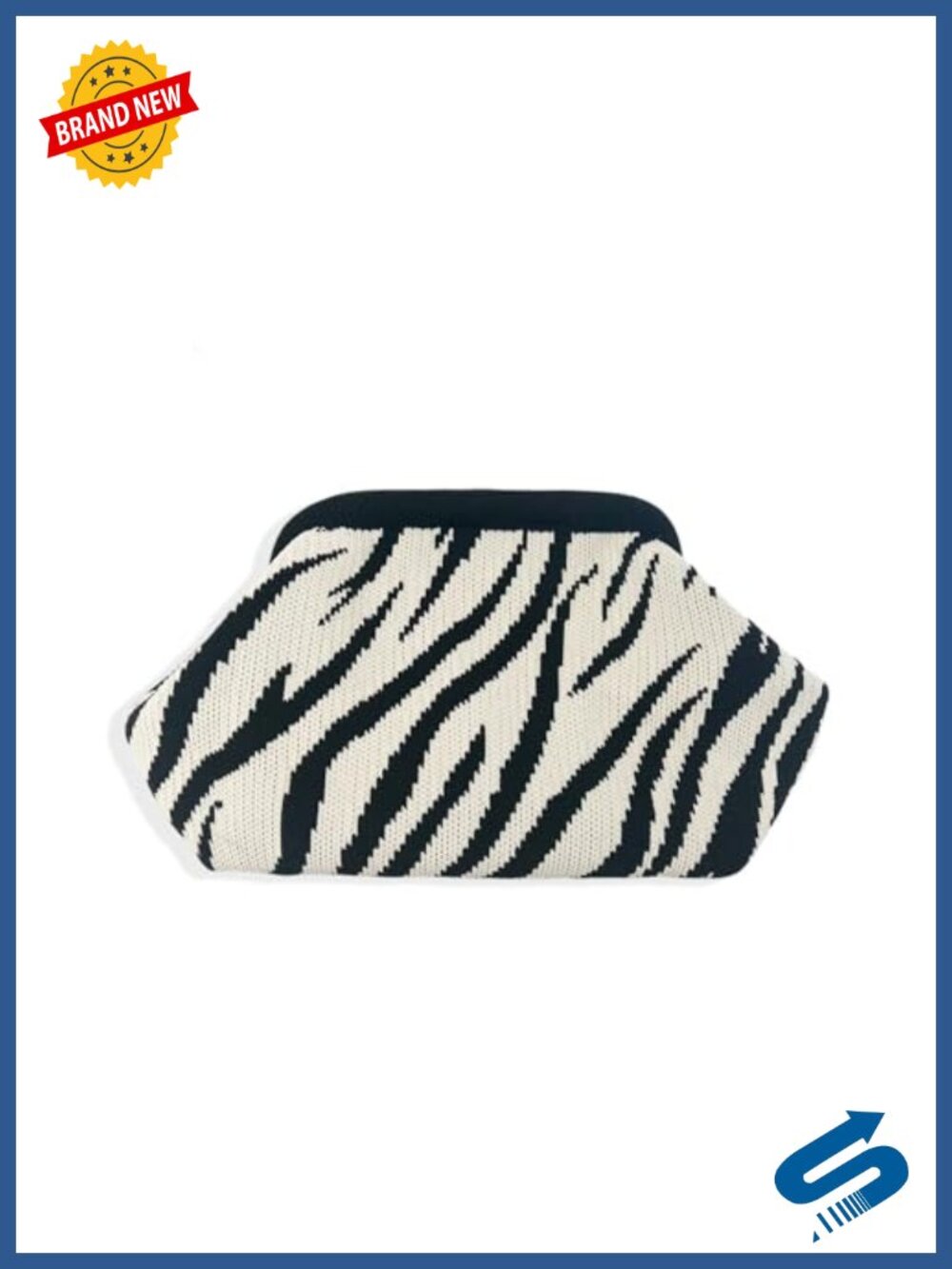 Crochet Zebra Print Clutch Crossbody Magnetic Closure Handbag